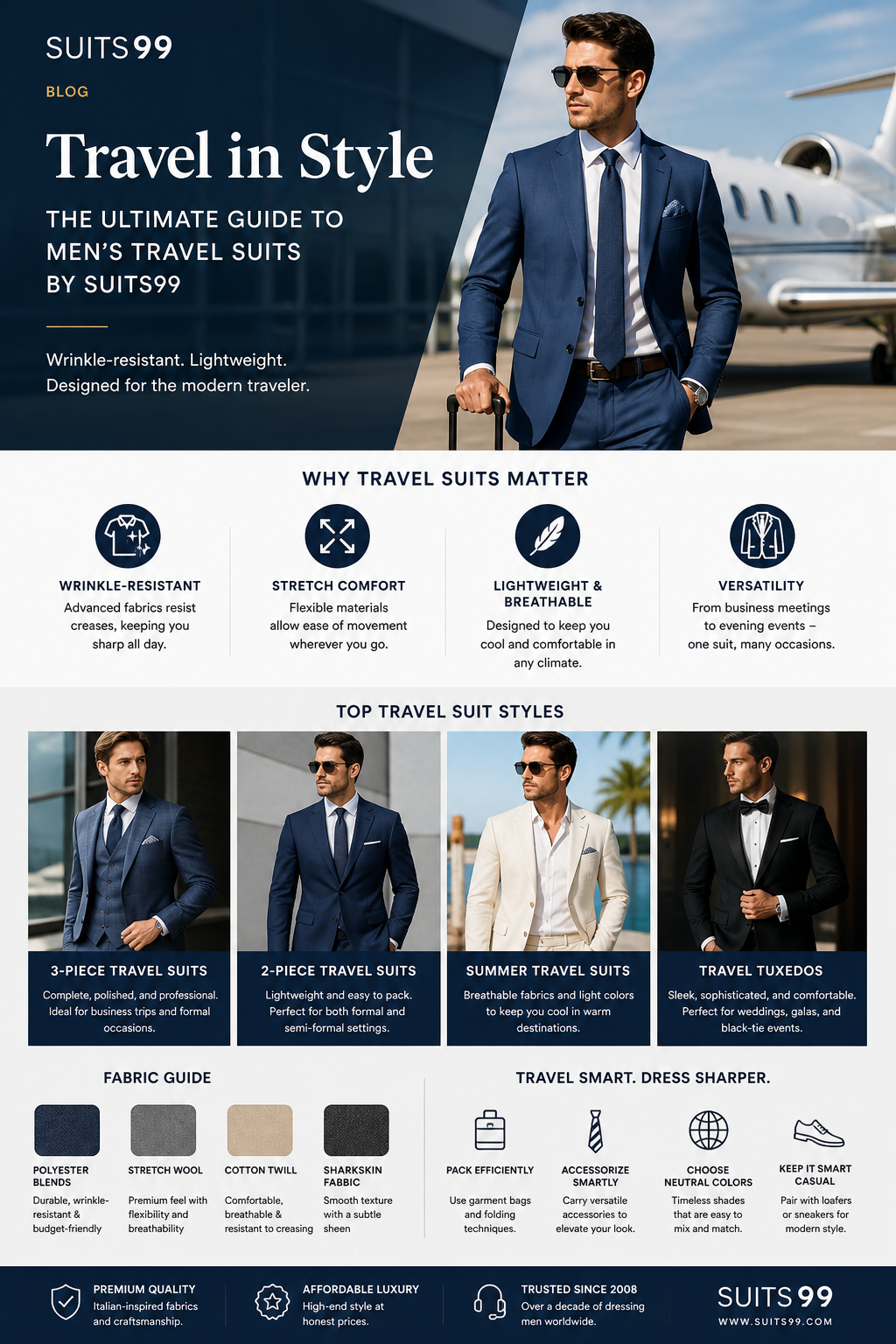 Travel in Style: The Ultimate Guide to Men’s Travel Suits by Suits99