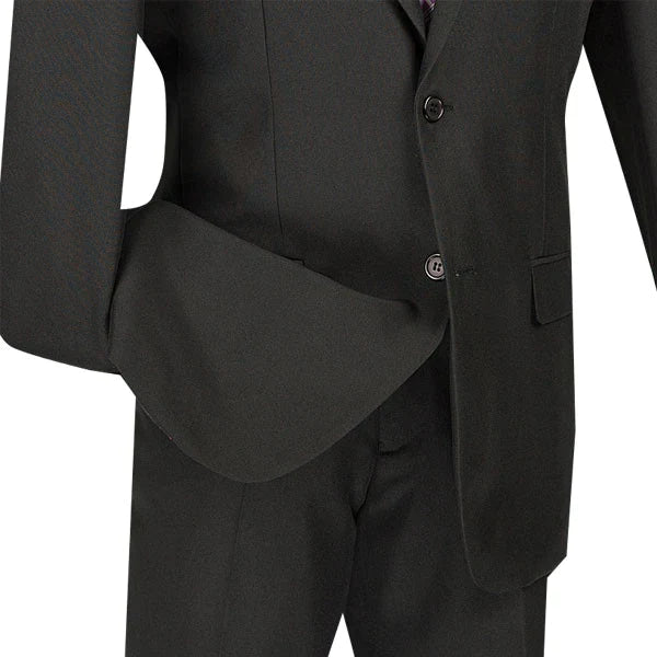 Black Slim Fit Men's 2 Piece Business Suit 2 Button - Suits99