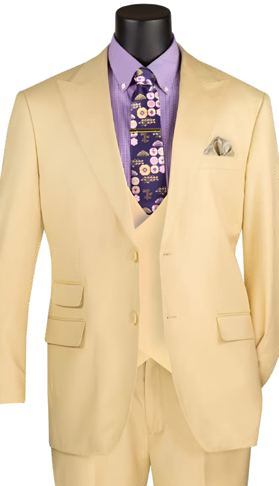 Stacy Collection Regular Fit Suit 3 Piece in Butter