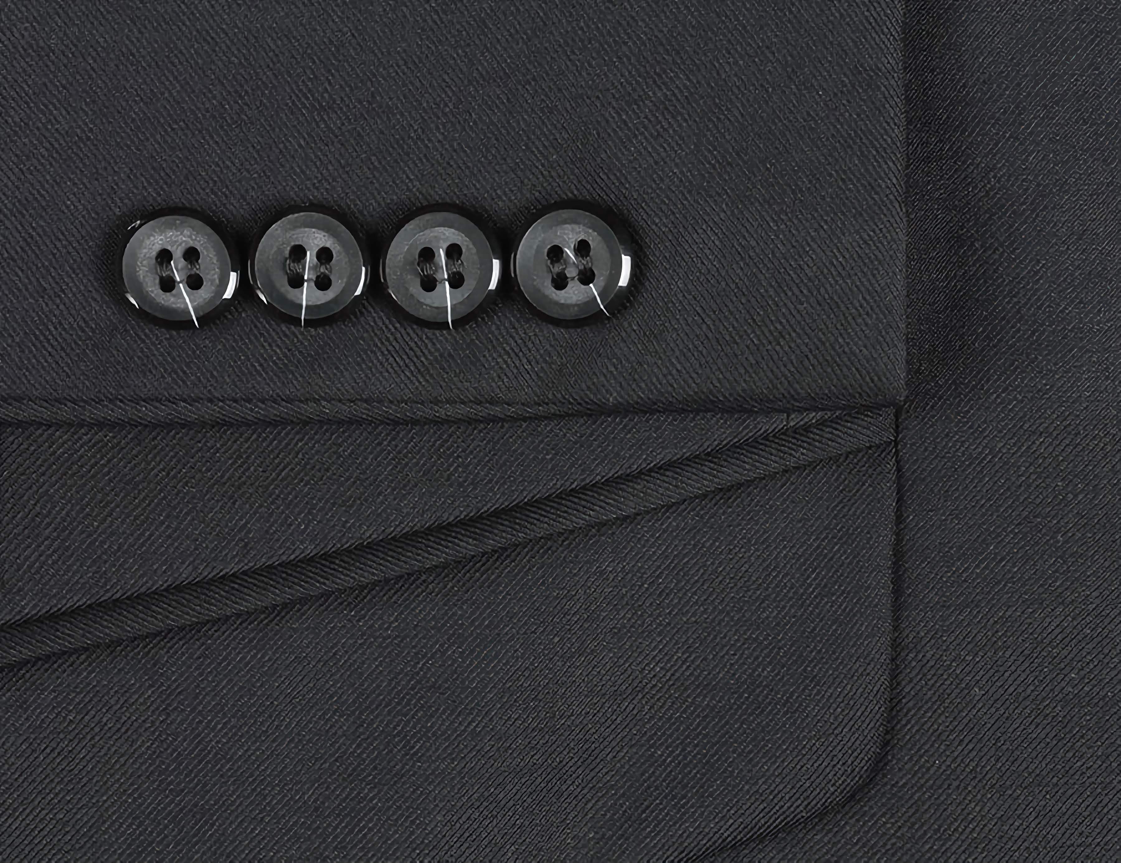 Black 100% Virgin Wool Regular Fit 2 Piece Suit 2 Button - Suits99