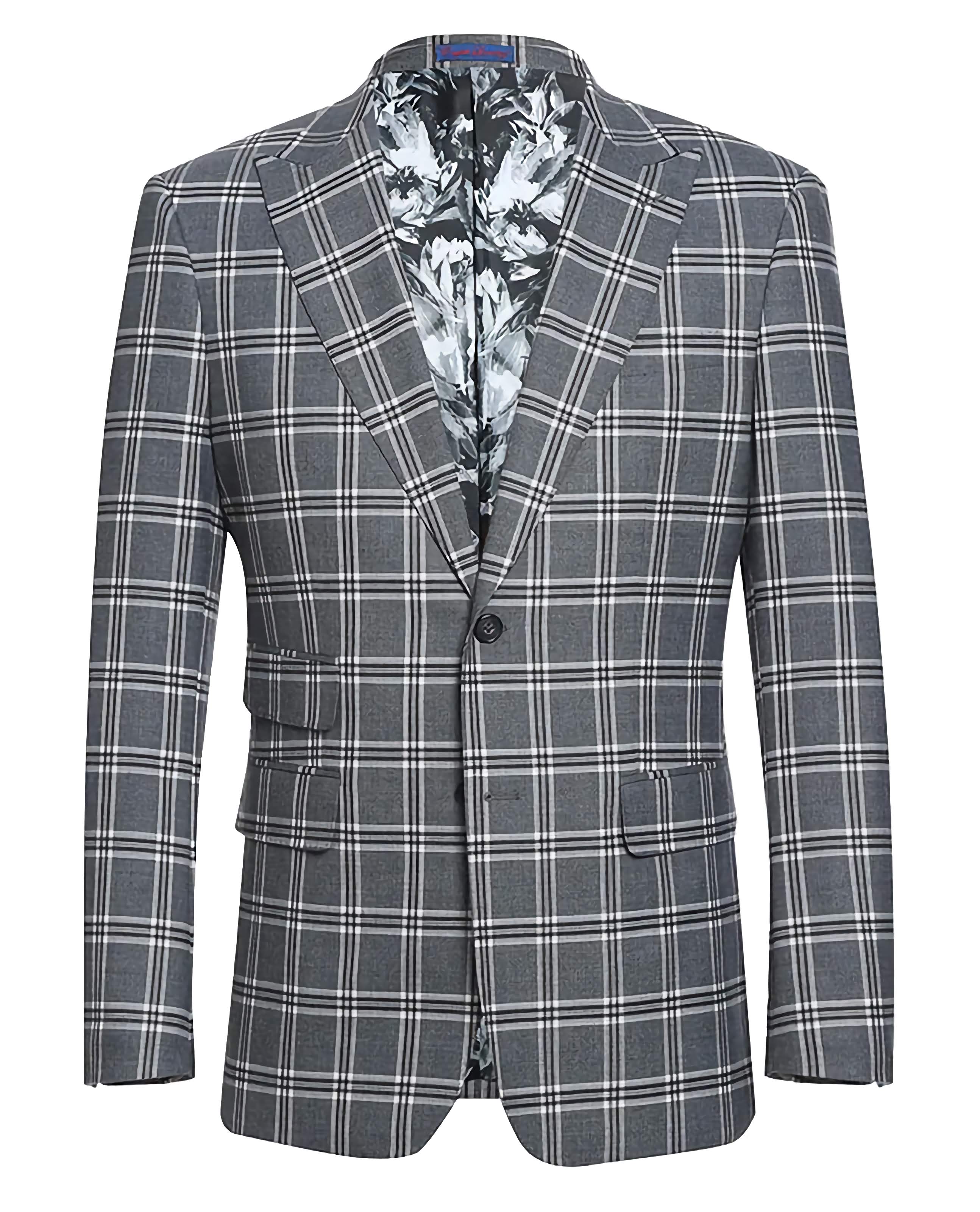 English Laundry Dimgray with White Check Slim Fit Suit