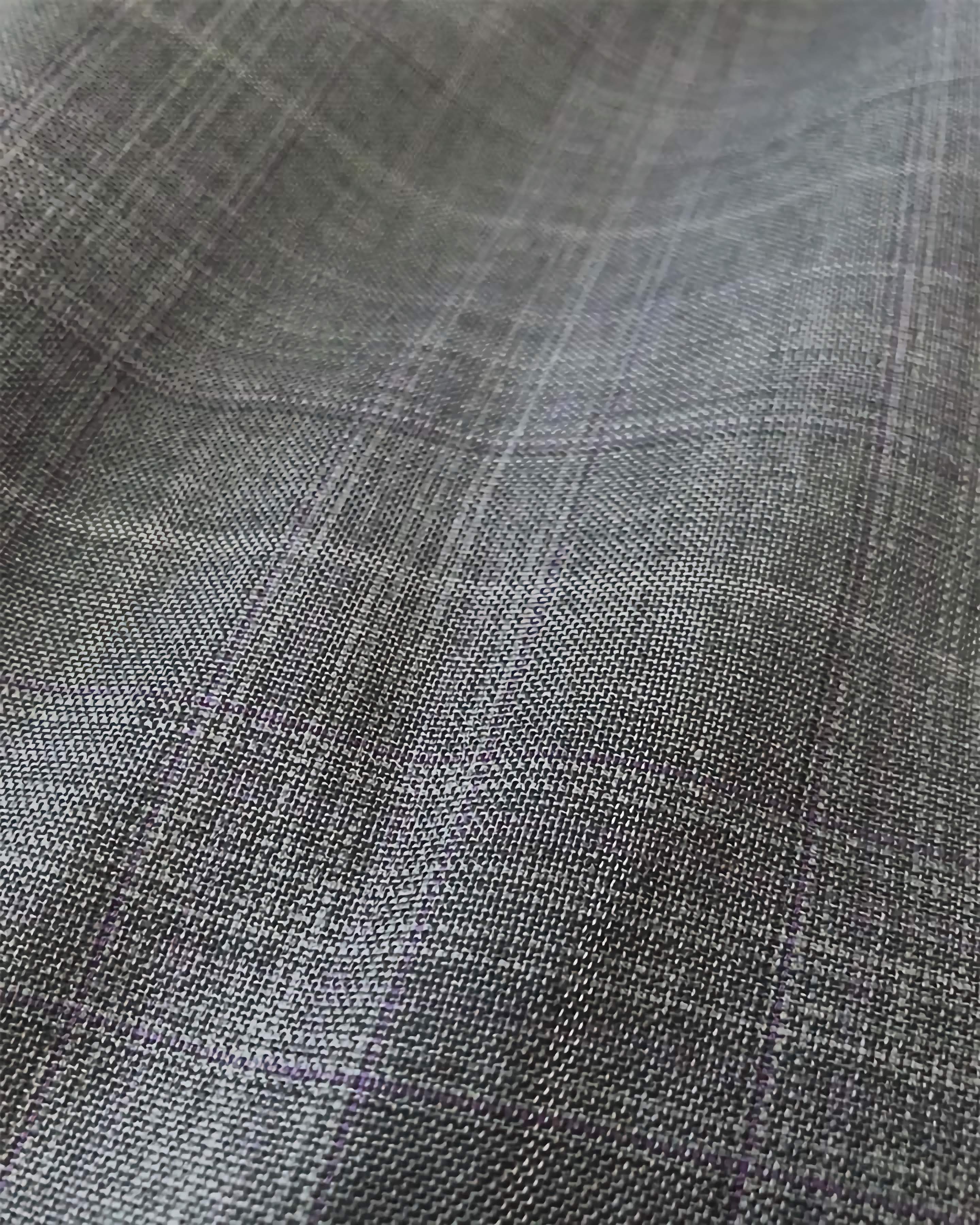 Gray Double Breasted 2 Piece Suit Regular Fit Glen Plaid - Suits99