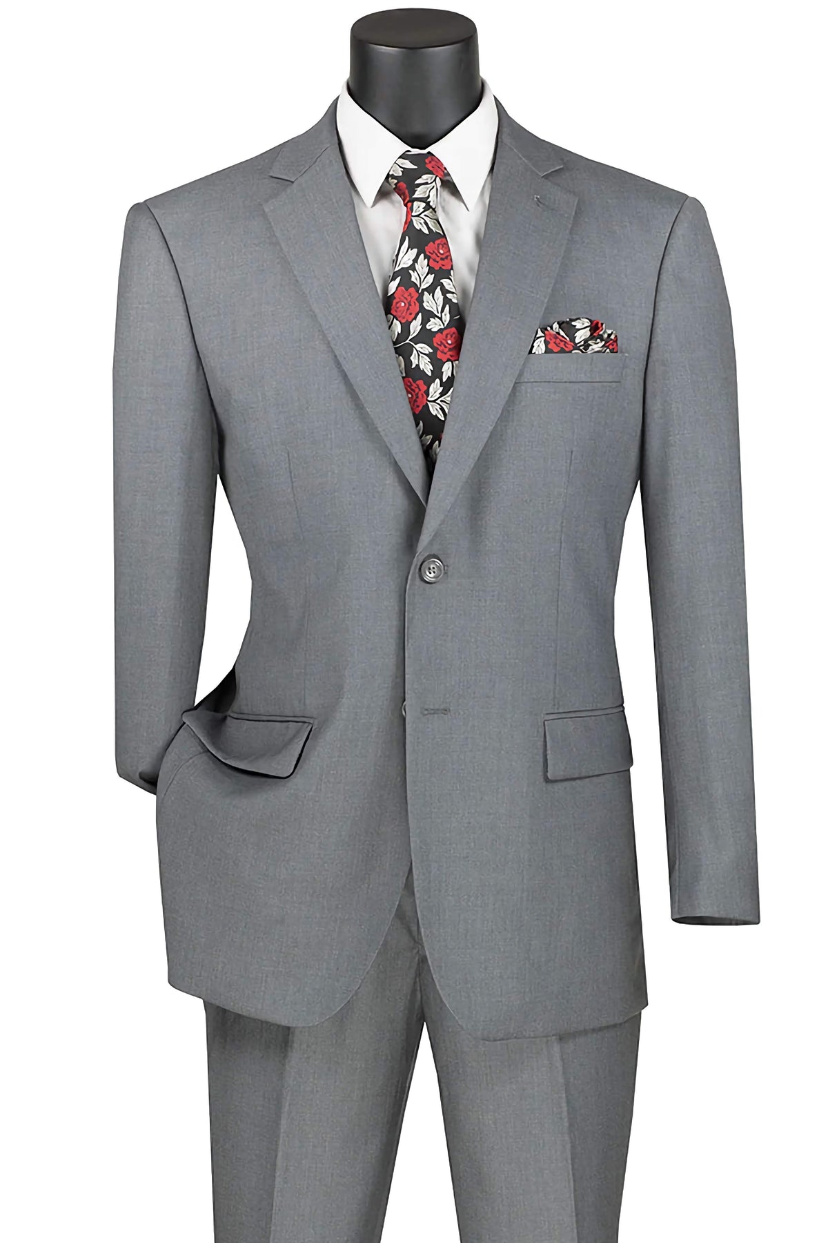 Gray Regular Fit 2 Piece Suit Flat Front Pants with 2″ Adjustable Waist Band - Suits99