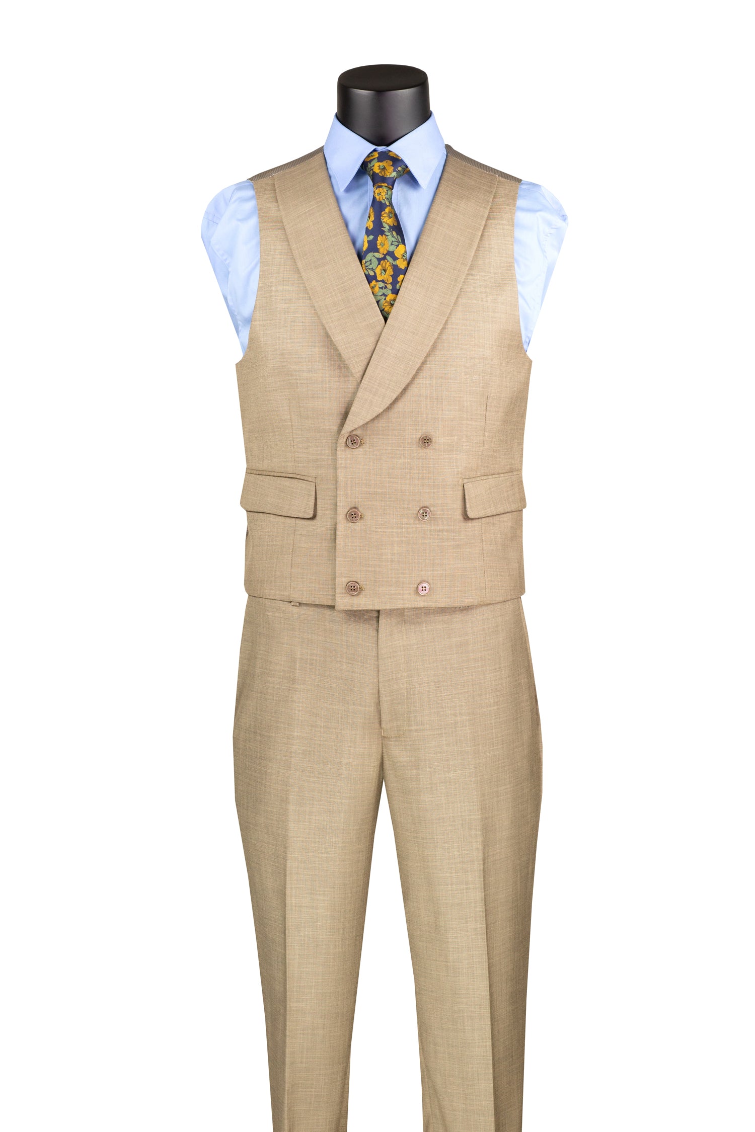 Tessori Collection - Modern Fit Solid Suit 3 Piece in Taupe