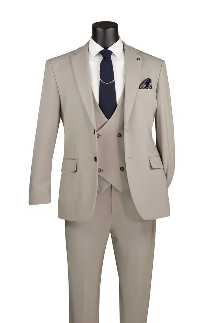 Harrison Collection Modern Fit Suit 3 Piece in Tan