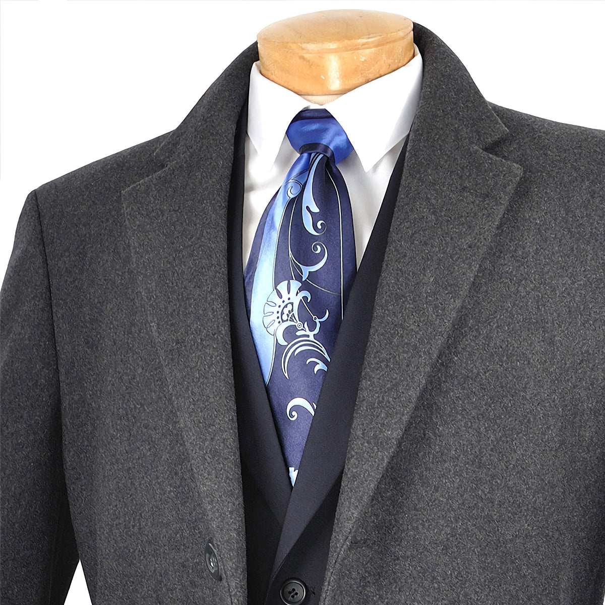 Milano Collection - Winter Fall Essentials Men's Dress Top Coat 48" Long in Charcoal - Suits99