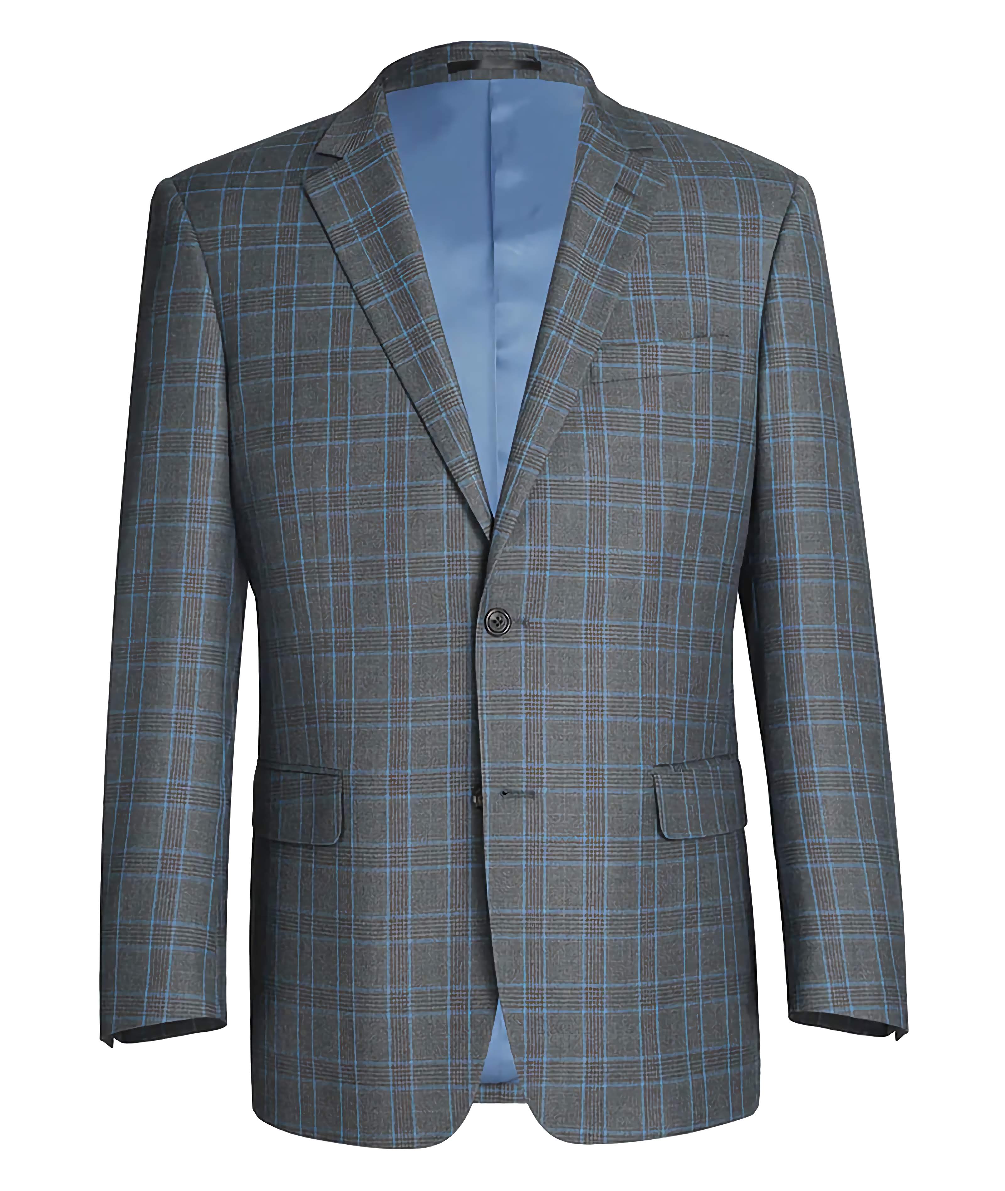 Regular Fit 2 Piece Dress Suit Windowpane in Light Gray - Suits99