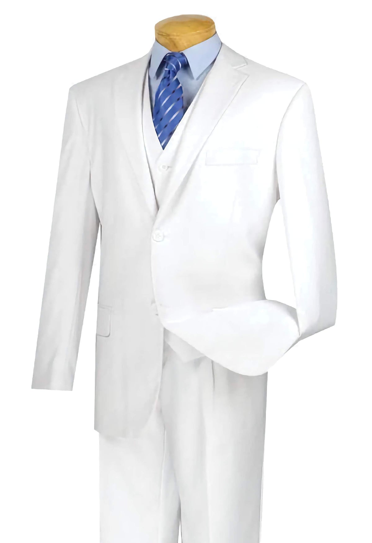 Regular Fit 3 Piece Suit 2 Button White - Suits99