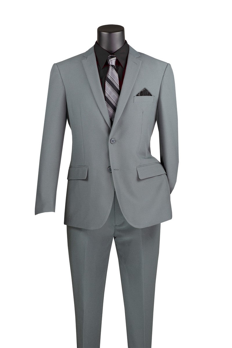 Gray Slim Fit Men's 2 Piece Business Suit 2 Button - Suits99