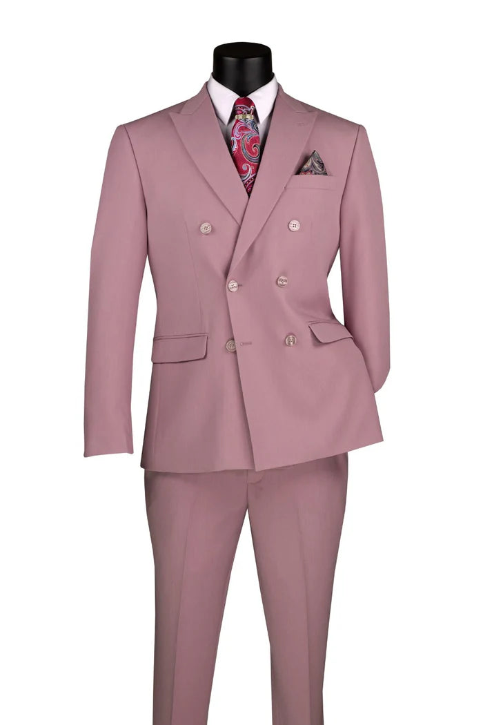 Double Breasted Slim Fit Suit in Lilac