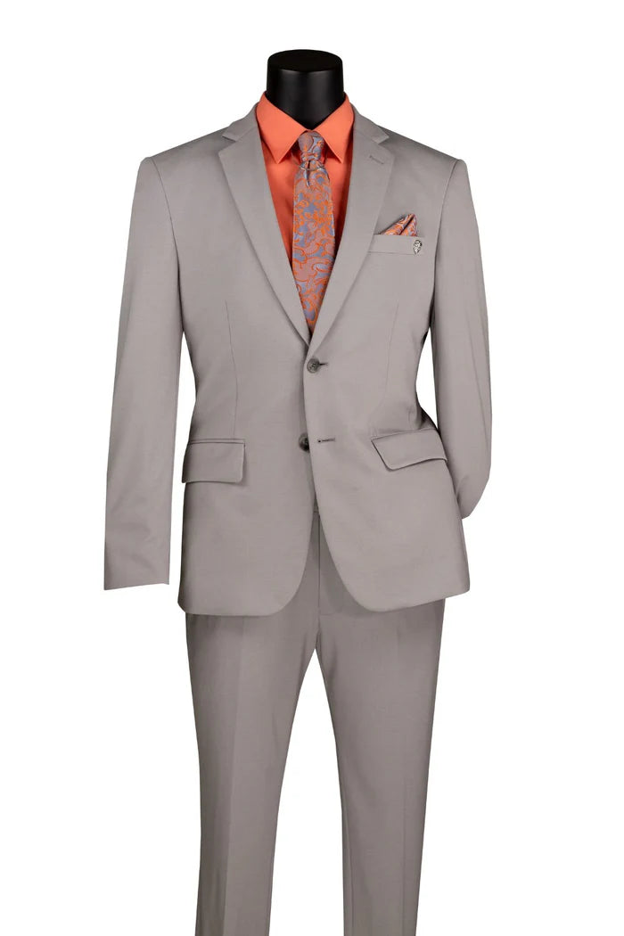 Slim Fit Men's Suit 2 Piece 2 Button in silver