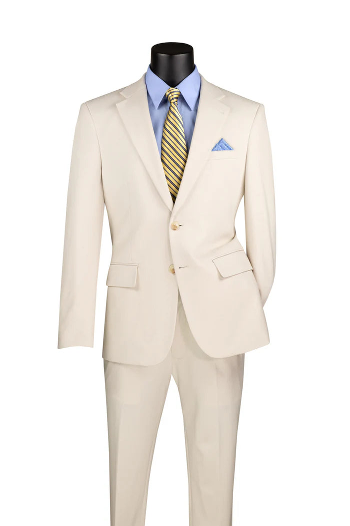 Slim Fit Men's Suit 2 Piece 2 Button in Bone White