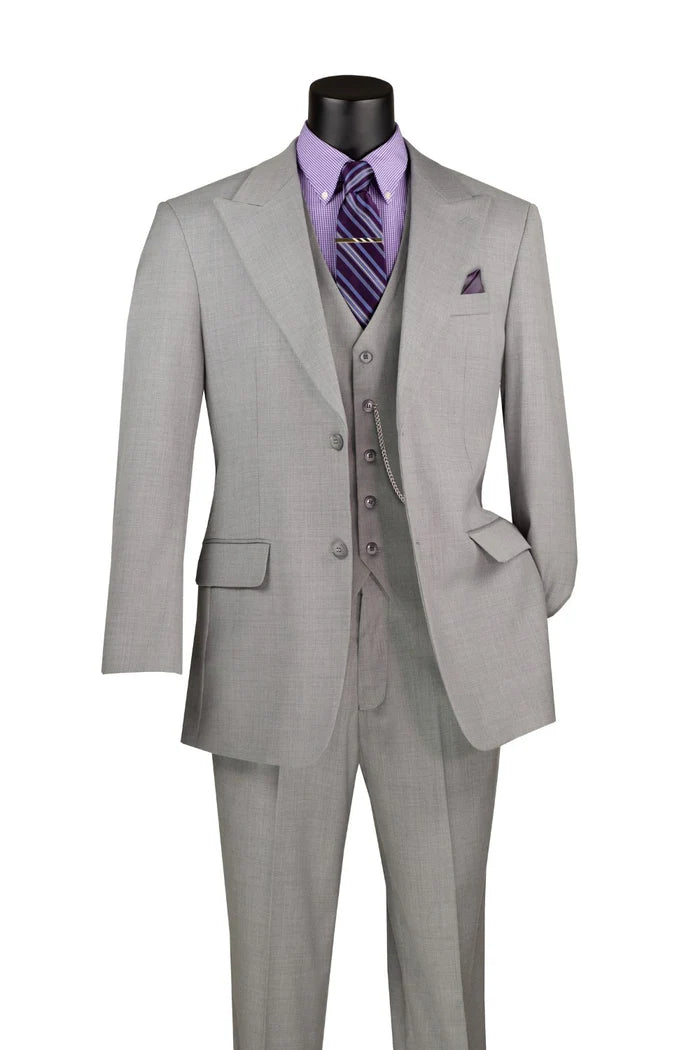Bambo Collection Regular Fit Suit 3 Piece in Light Gray