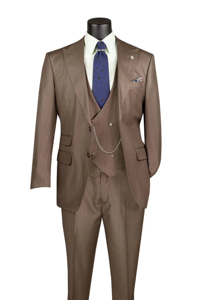 Stacy Collection Regular Fit  Suit 3 Piece in Deep Taupe