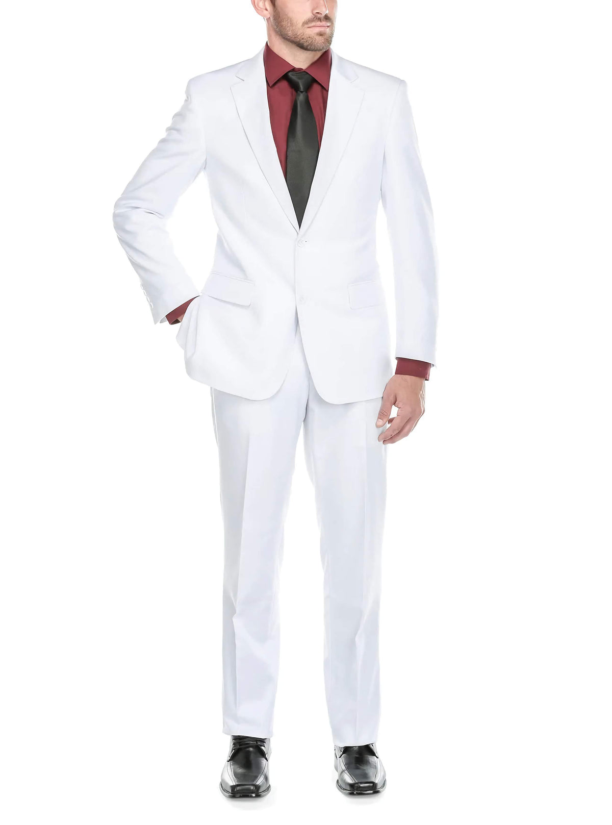 Vanderbilt Collection - Classic 2 Piece Suit 2 Buttons Regular Fit In White - Suits99