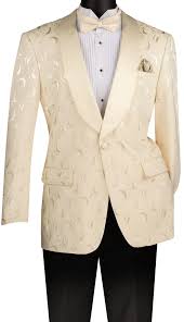 Champagne Regular Fit Floral Pattern Jacket Shawl Lapel with  Bow tie
