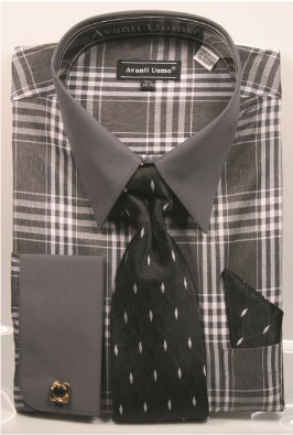 French cuff Shirt Set in Grey