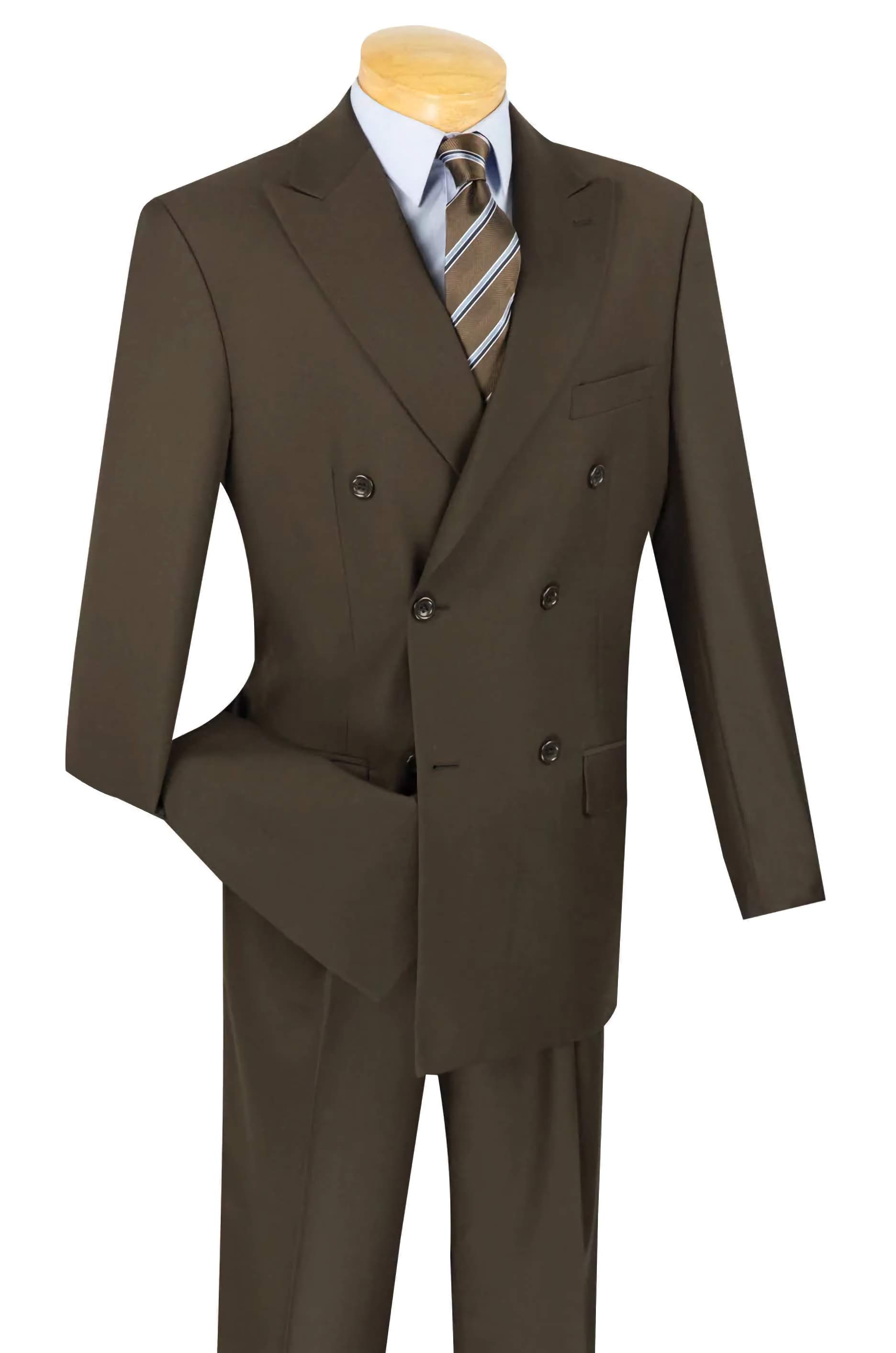 Ram Collection - Double Breasted Suit 2 Piece Regular Fit in Brown - Suits99