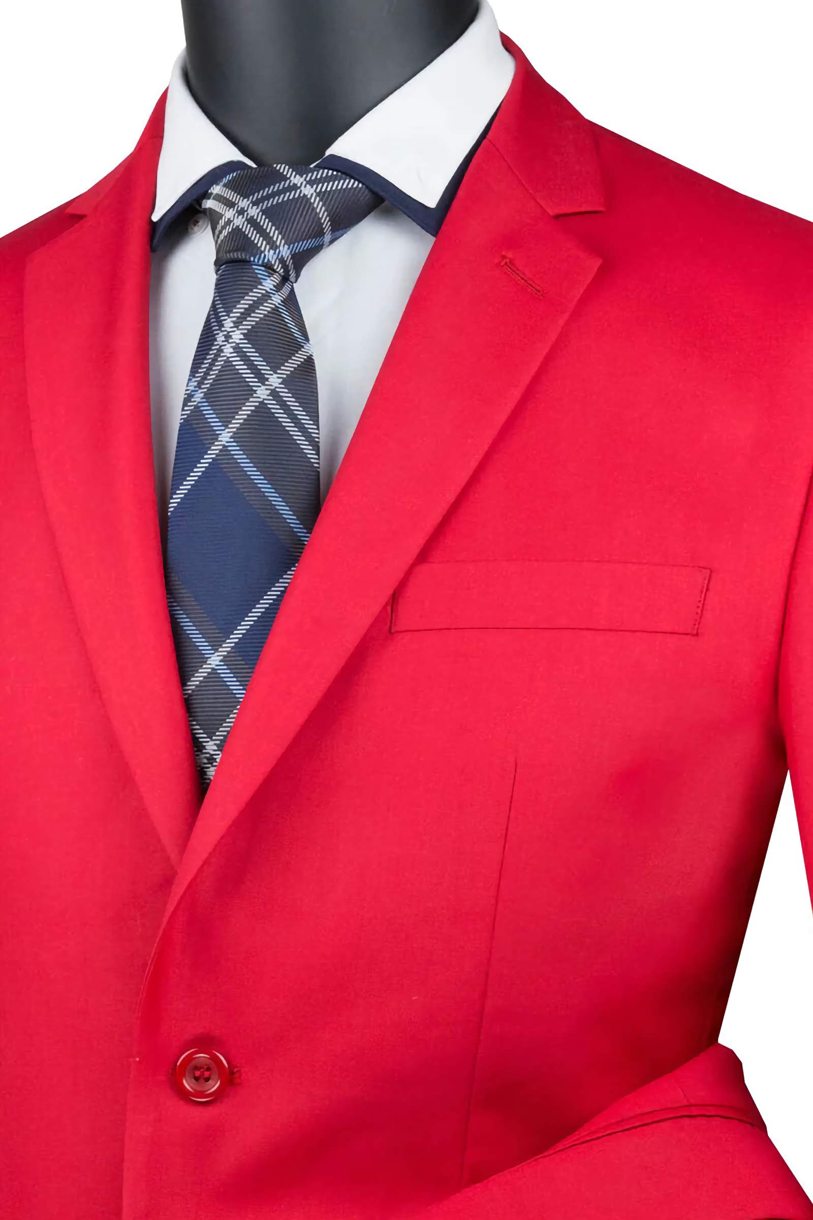 Slim Fit Men's Suit 2 Piece 2 Button in Red - Suits99