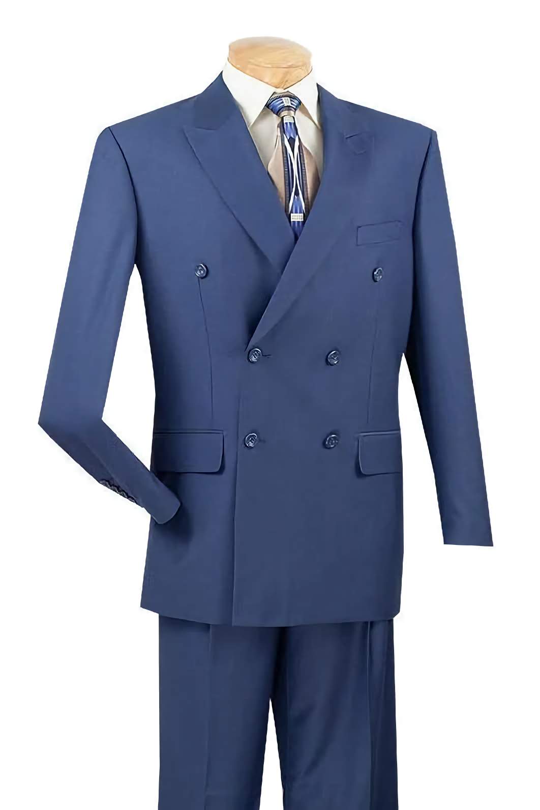 Ram Collection - Double Breasted 2 Piece Suit Regular Fit in Blue - Suits99