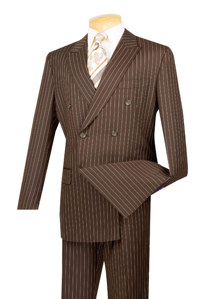 Men's Striped Suits 3 Piece Double Slit Suit Elegant Men