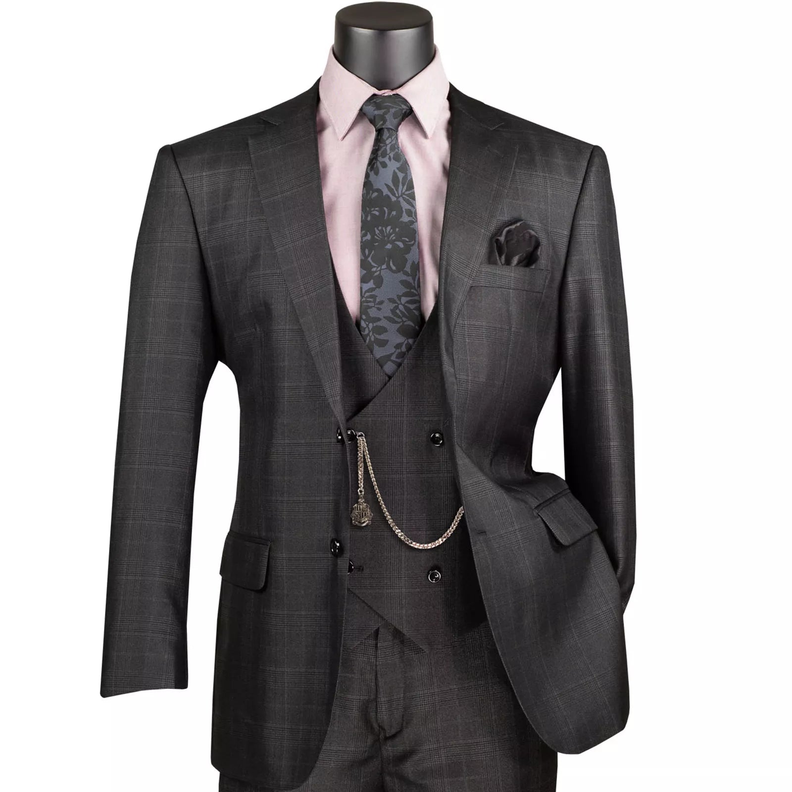Regular Fit 3 Piece Suit Black - Suits99