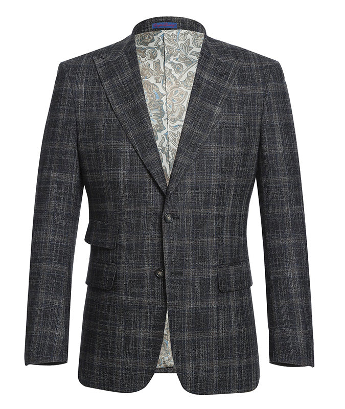 English Laundry 3-Piece Black Check Slim Fit Suit - Suits99