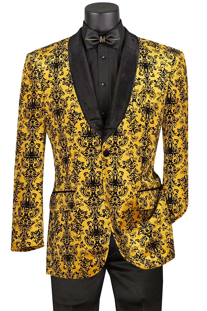 slim fit dress slacks The Tailory New York Gold Silk Lamé Single-Button Suit Jacket for Men, Size 48