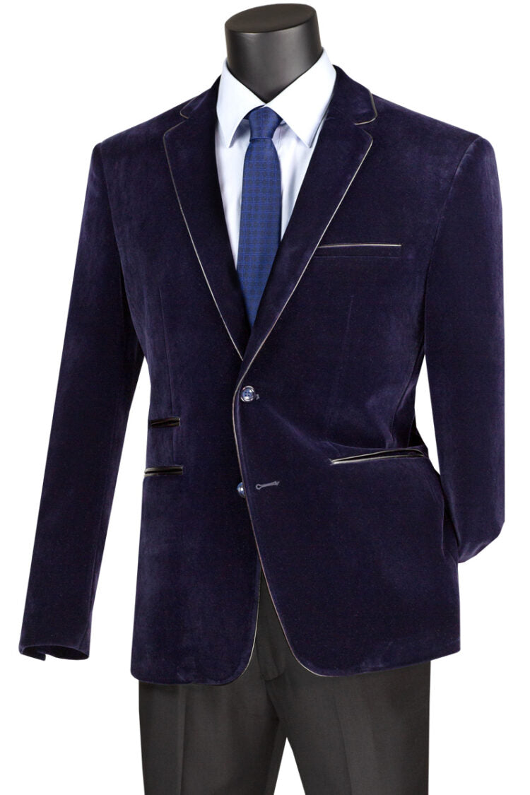Navy velvet Slim Fit Blazer