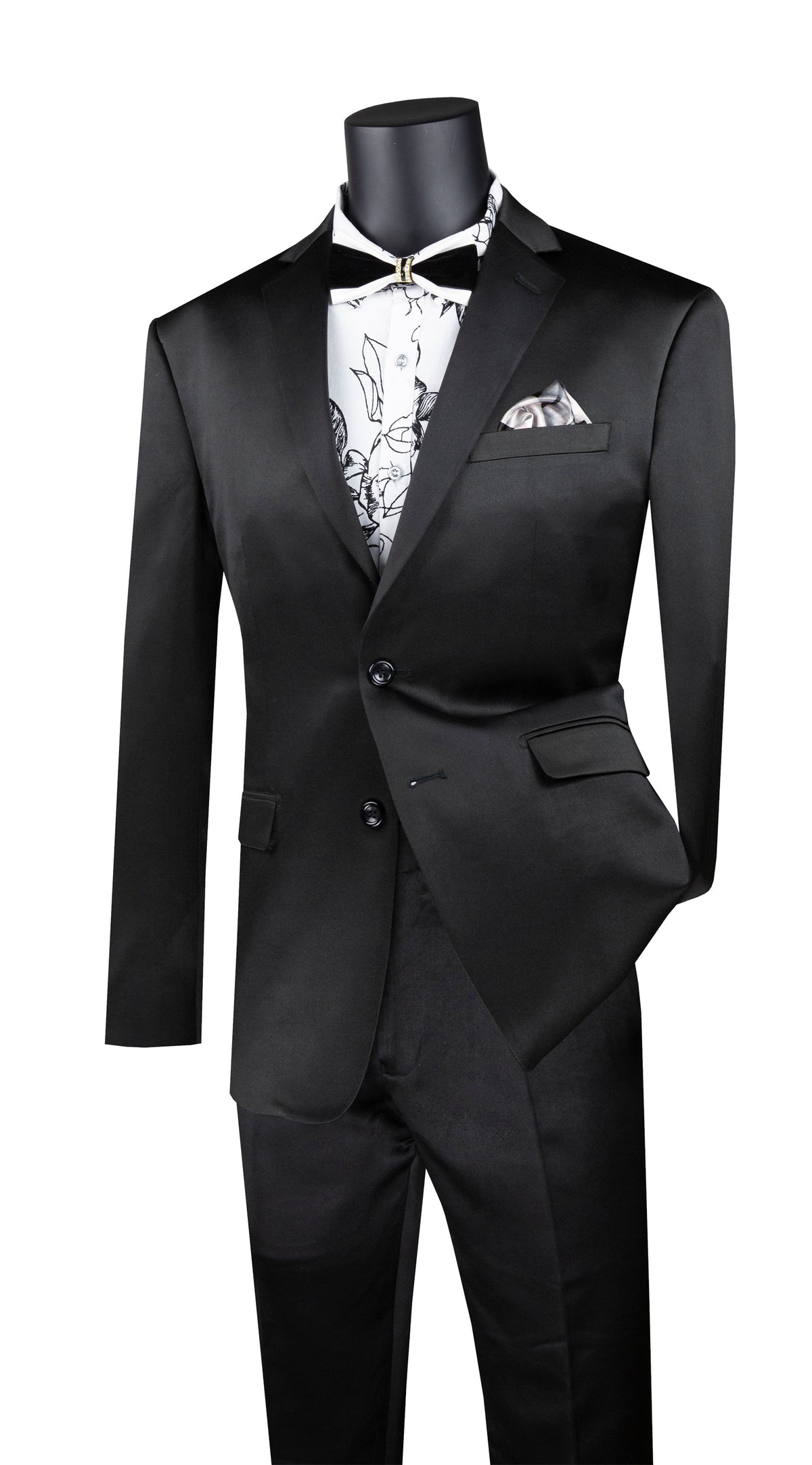 Prom Black Sateen Ultra Slim Fit Suit 2 Buttons 2 Piece - Suits99