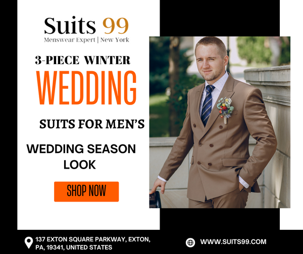 Elevate Your  Wedding season Look with 3-Piece Winter Suits for Men