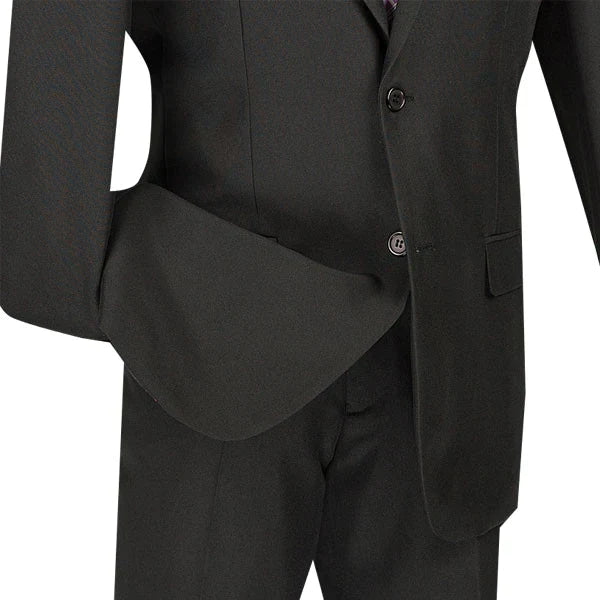 Black Slim Fit Men's 2 Piece Business Suit 2 Button
