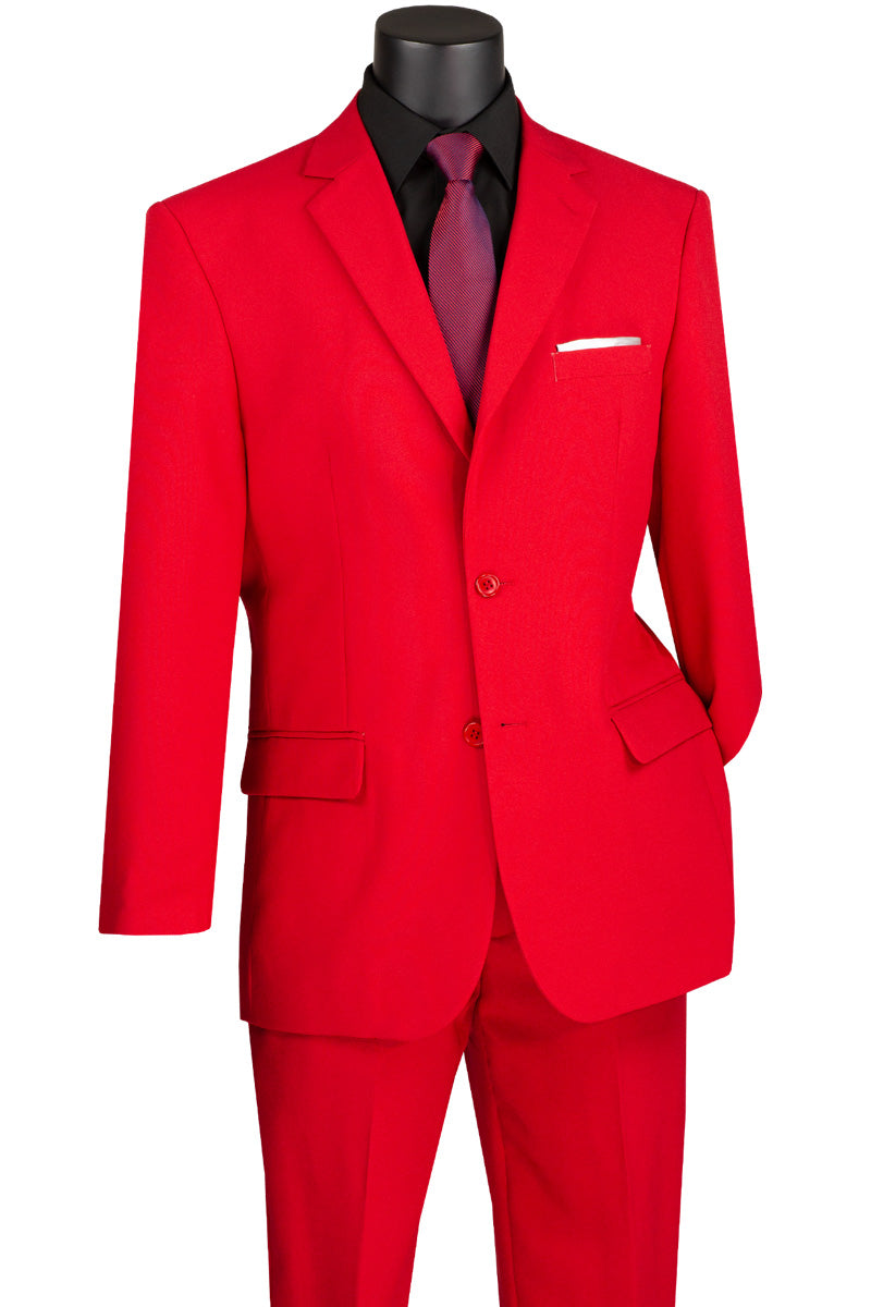 Red Slim Fit Men's 2 Piece Business Suit 2 Button