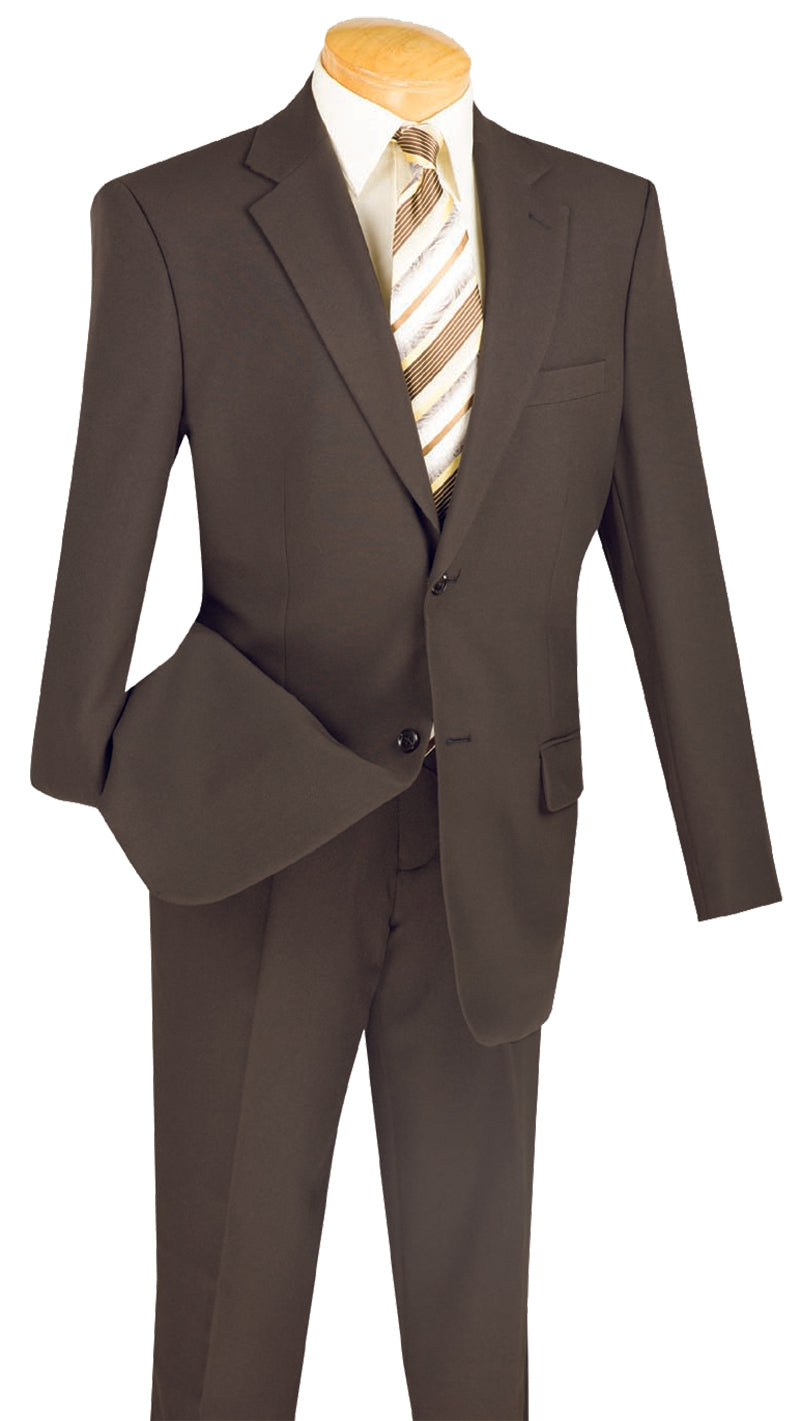Brown Slim Fit Men's 2 Piece Business Suit 2 Button