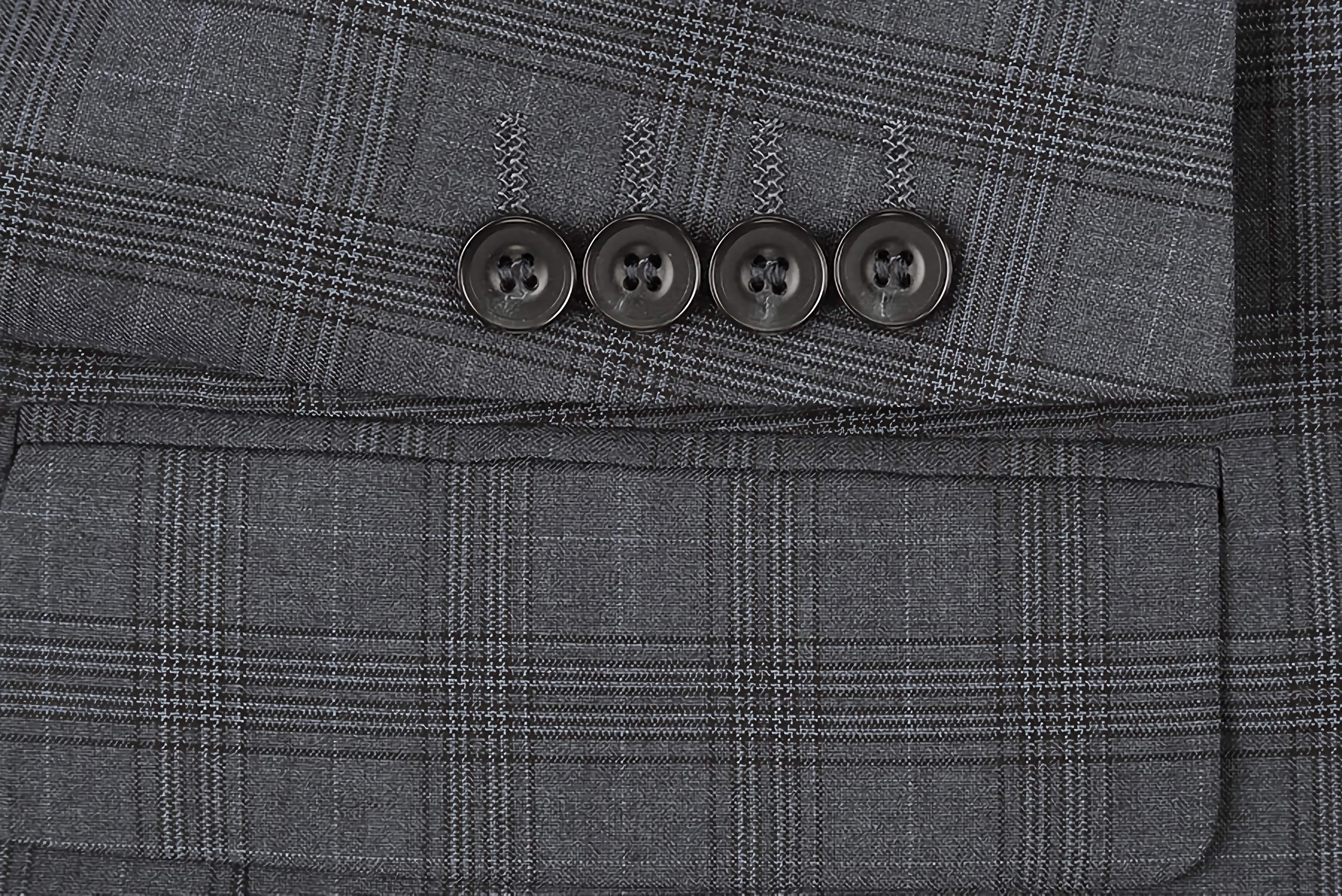 3 Piece Suit 2 Buttons Gray Glen Plaid Regular Fit - Suits99