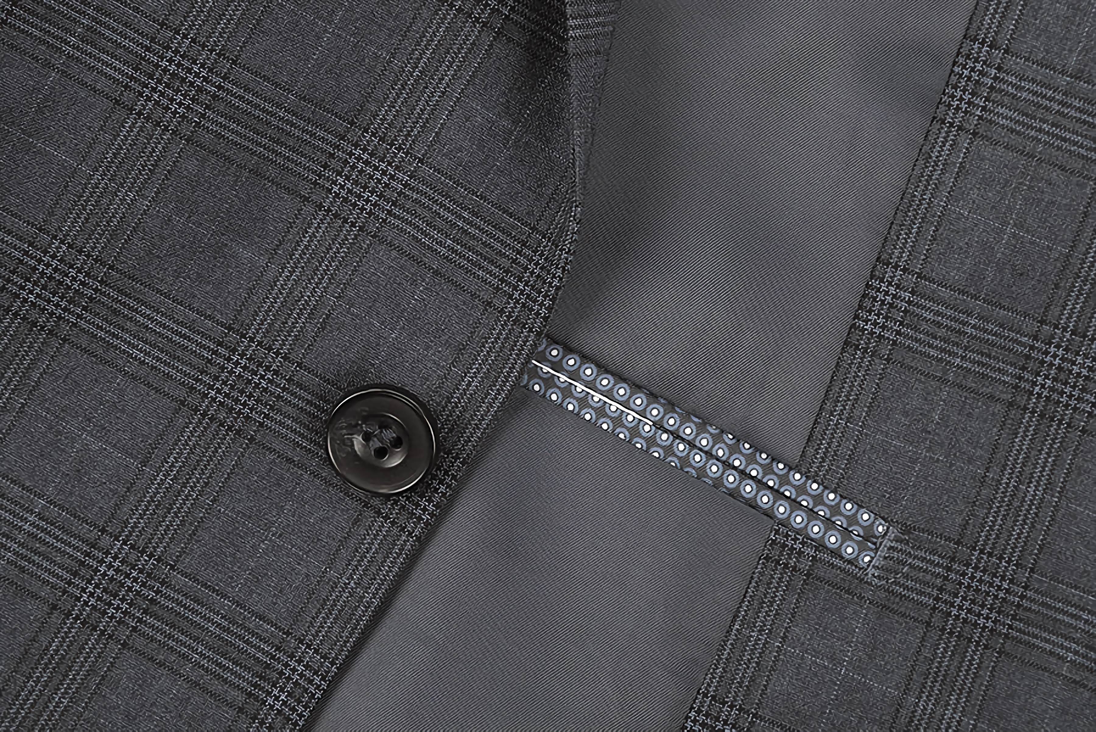 3 Piece Suit 2 Buttons Gray Glen Plaid Regular Fit - Suits99