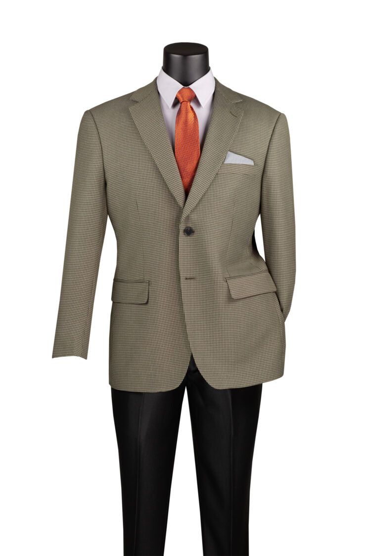 Modern Fit Houndstooth Pattern Sports Coat in Olive