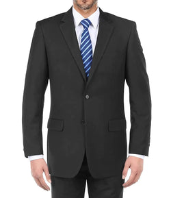 Black 100% Virgin Wool Regular Fit 2 Piece Suit 2 Button