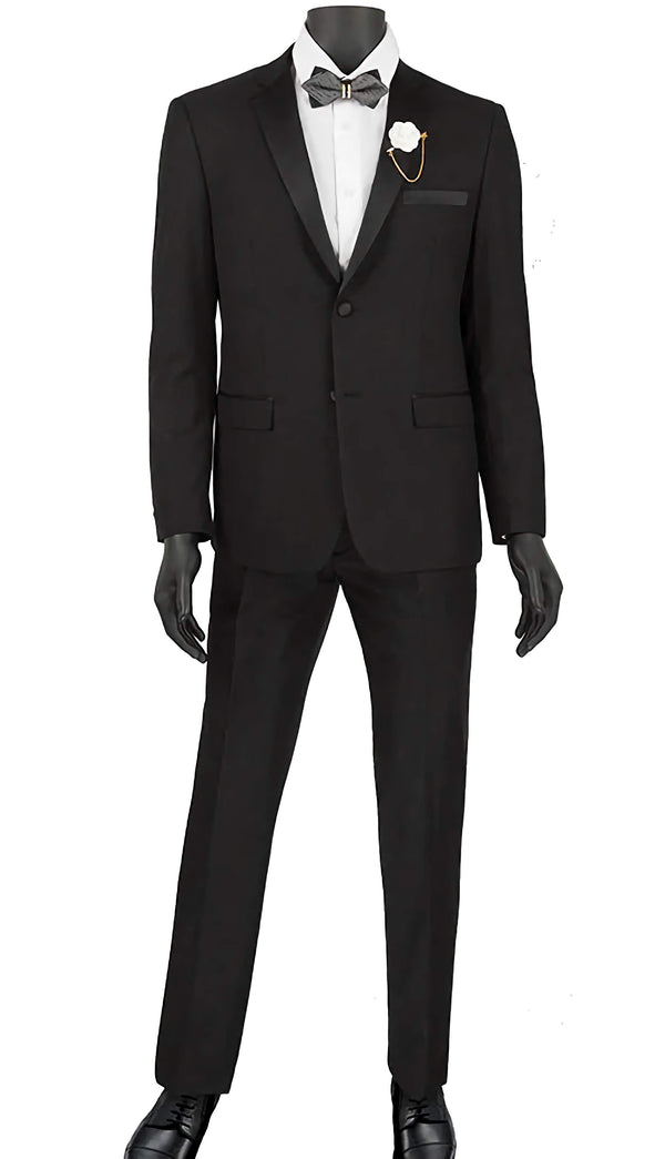 Black Ultra Slim Fit Tuxedo 2 Buttons 2 Piece - Suits99
