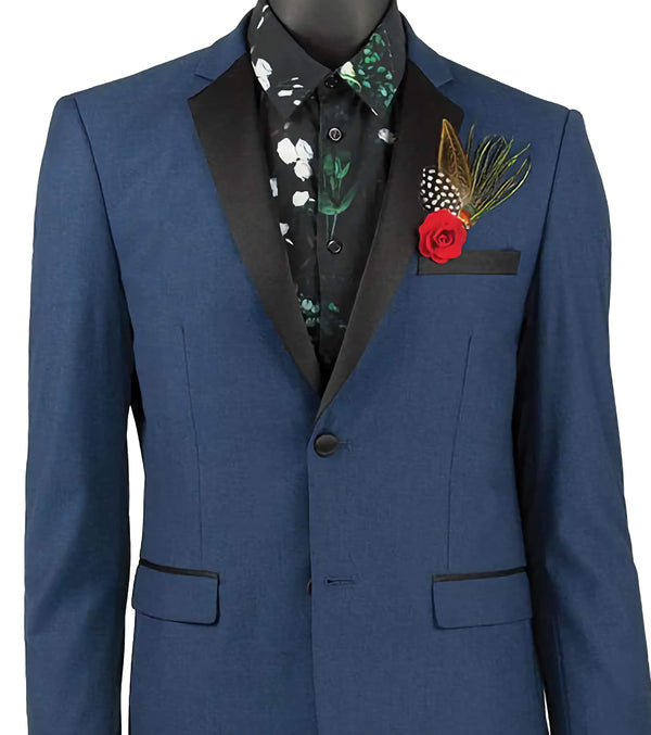 Blue Ultra Slim Fit Tuxedo 2 Buttons 2 Piece - Suits99