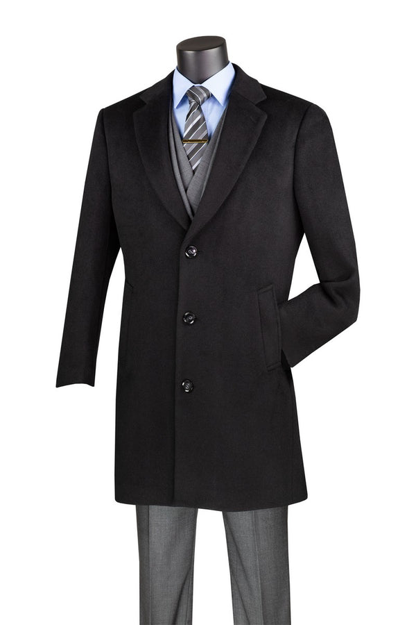 Milano Collection - Wool 3 Buttons Top Coat 38 inches Length