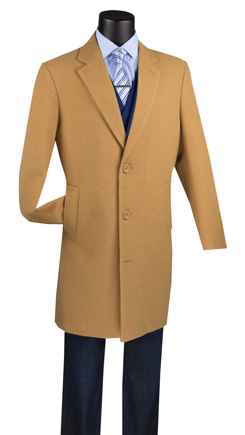 Milano Collection - Wool 3 Buttons Top Coat 38 inches Length - Suits99