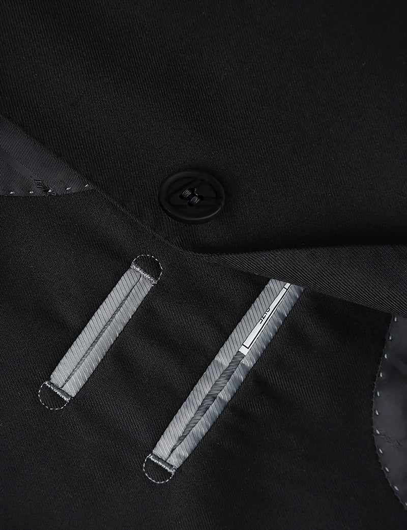 Classic 2 Piece Suit 2 Buttons Regular Fit In Black - Suits99
