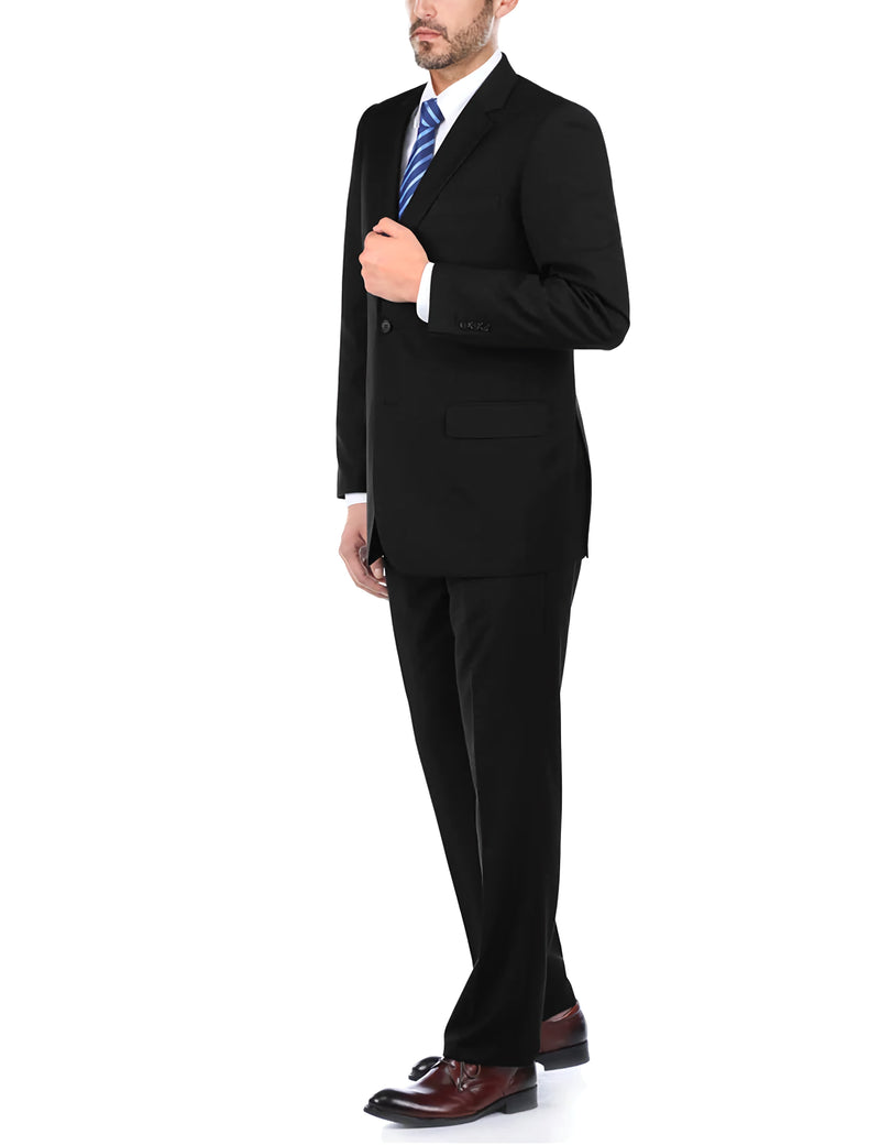 Classic 2 Piece Suit 2 Buttons Regular Fit In Black - Suits99