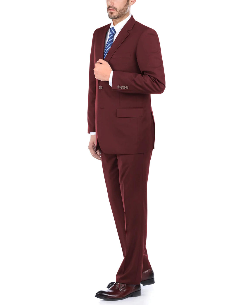 Classic 2 Piece Suit 2 Buttons Regular Fit In Burgundy