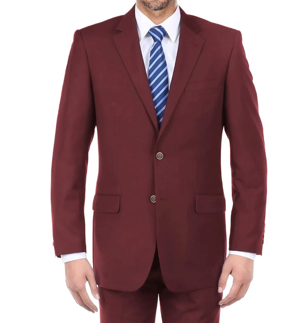 Classic 2 Piece Suit 2 Buttons Regular Fit In Burgundy