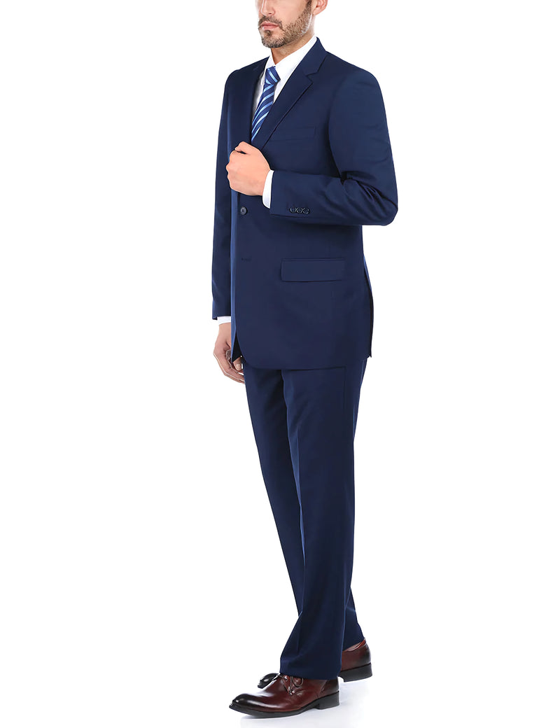 Classic 2 Piece Suit 2 Buttons Regular Fit In Navy - Suits99