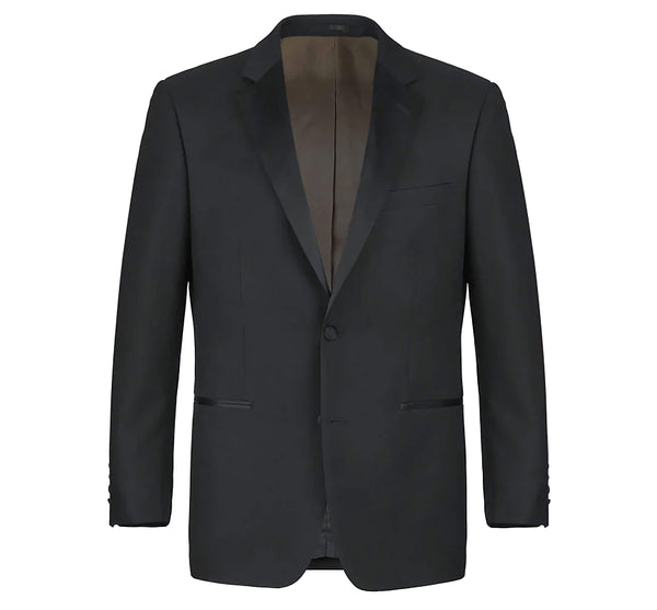 Classic Black Regular Fit 100% Wool Tuxedo Suit - Suits99