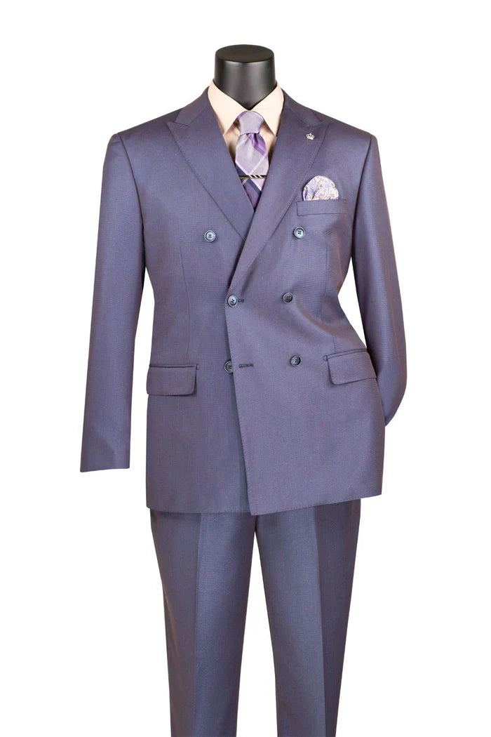 Double Breasted Suit 2 Piece Regular Fit in Dusty Purple - Suits99