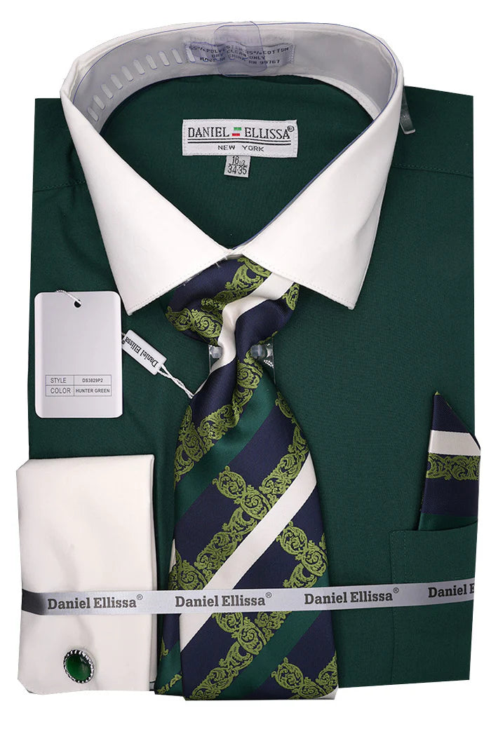 Hunter Green French cuff Shirt Set